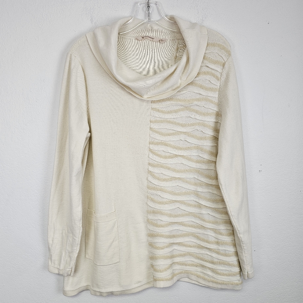Soft Surroundings Cream Lyrical Cowl Neck Swtr Tunic Sz L Vanilla Girl Feminine